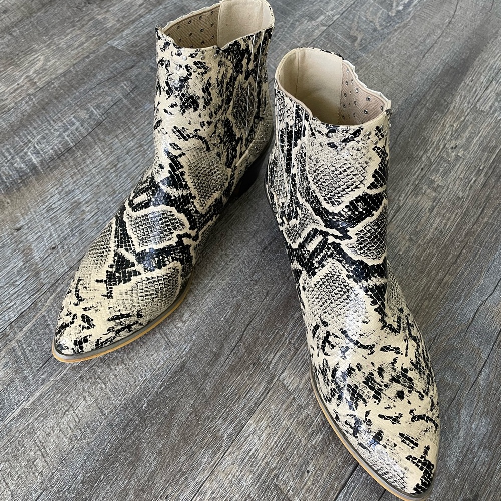 snakeskin booties